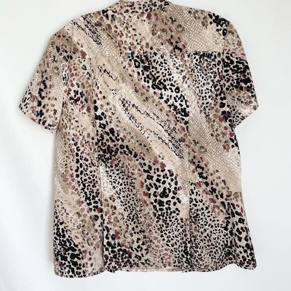 🟢Dana Buchman Animal Print Blouse Size L - Picture 5 of 7